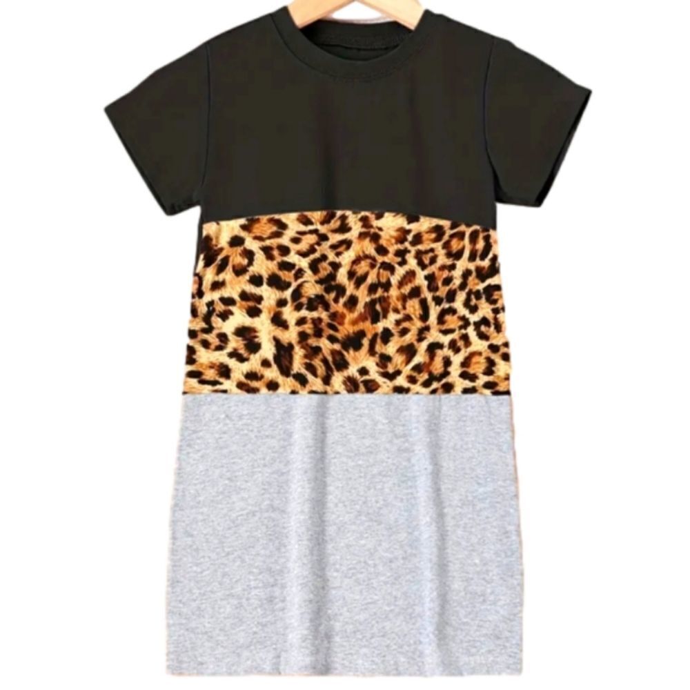 Girls Colorblock animal print t-shirt dress sz 7-8Y